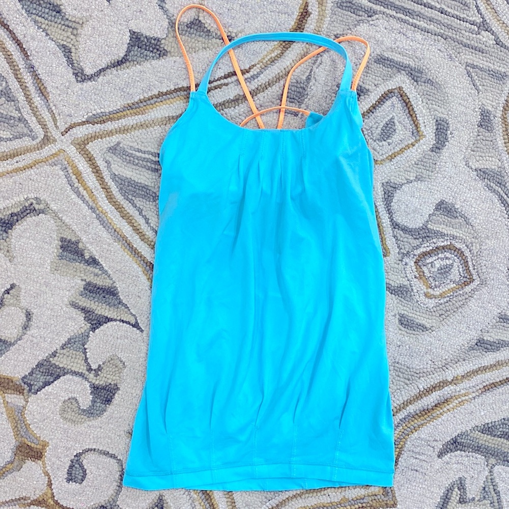 💕 Lululemon turquoise orange work out tank sz Small 💕